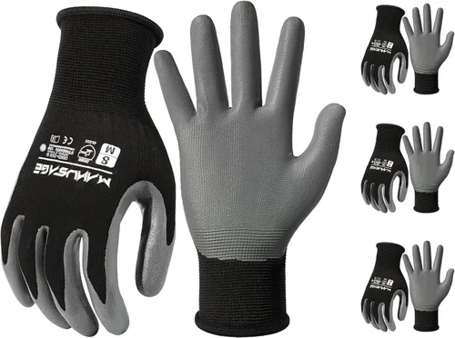 MANUSAGE Guantes de trabajo de seguridad - Guante protector para hombres y mujeres - Protección de mano ultradelgada - Para construcción, Negro