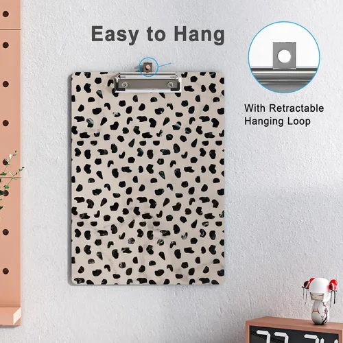 Miniatura 5 de Lindo portapapeles con diseño decorativo de madera de leopardo, tamaño A4/carta, tablillas con clip para aula y oficina, tamaño estándar 9" x 12.5