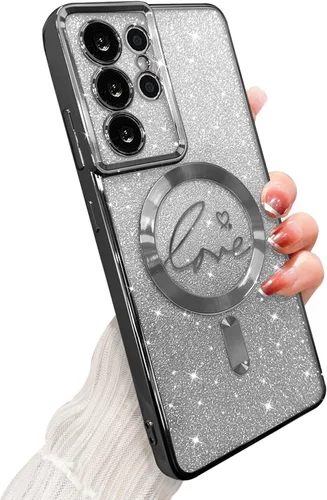 Miniatura 206 de ZONRW - Funda para Samsung Galaxy S22 Ultra magnética, para mujeres y niñas, cubierta trasera suave, lujosa, con corazón de amor, bling, degradado