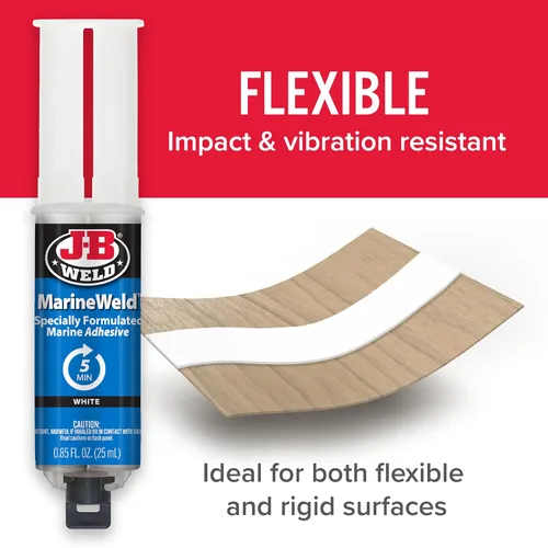 Miniatura 4 de J-B Weld MarineWeld - Jeringa (2 unidades), color blanco, resistente a los rayos UV, de alta resistencia y resistente a los impactos, 0.8 fl oz