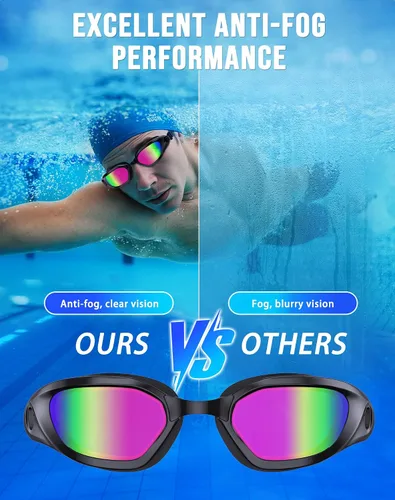 Miniatura 3 de Gafas de Natación, Gafas de Natación Unisex para Adultos Anti Niebla Anti UV Sin Fugas Visión Amplia para Hombres Mujeres Jóvenes Negro/Púrpura