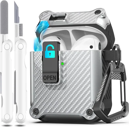 Miniatura 20 de R-fun - Funda para audífonos compatible con AirPods de 4.ª generación 2024, cubierta protectora de expulsión automática a prueba de caídas, puerto