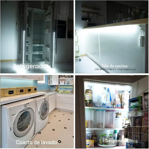 Miniatura 5 de WOBANE Tira de luces con sensor de movimiento, luz recargable activada por movimiento, tira LED alimentada por batería, 60 LED Homelife Bar