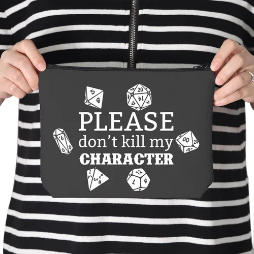 Miniatura 7 de TSOTMO Bolsa de almacenamiento de dados para jugadores, con cremallera, con texto en inglés "Please Don't Kill My Character, Blanco, Carácter