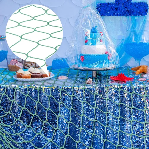 Miniatura 3 de Shappy 2 redes decorativas de 80 x 40 pulgadas, red para colgar en la pared para sirena, pirata, náutico, decoración de fiesta bajo el mar, temática