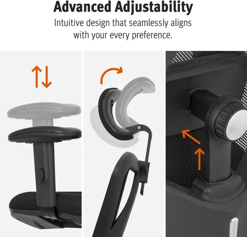 Miniatura 5 de Duramont Silla de oficina ergonómica Silla de escritorio ajustable con soporte lumbar y ruedas Rollerblade Silla de respaldo alto con malla