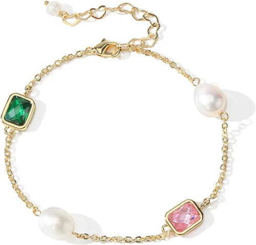 Miniatura 2 de XYJZXY Pulsera de perlas pequeñas de oro chapada en oro de 18 quilates, pulsera barroca de perlas de agua dulce para mujer, pulsera ajustable