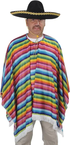 Miniatura 2 de Beistle Cinco De Mayo Mexican Fiesta Serape Poncho Accesorio de disfraz, talla única, multicolor, se adapta