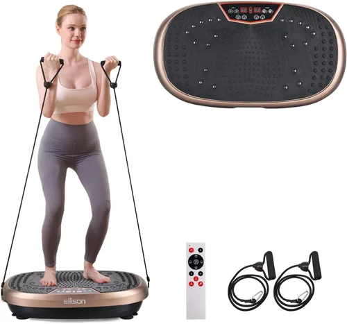 EILISON FitMaxx 3D XL Vibration Plate Exercise Machine - Whole Body Workout Vibration Platform w/Loop Bands - Lymphatic Drainage Machine for Weight