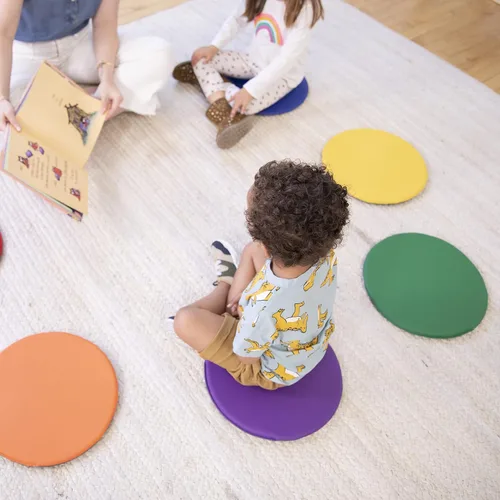 Miniatura 8 de ECR4Kids SoftZone Cojines de Piso Coloridos, Redondos, Asientos Flexibles, Variados, 6 Piezas