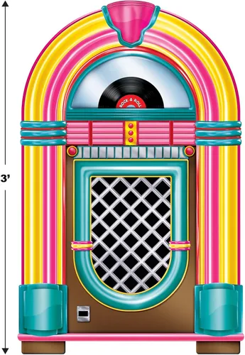 Miniatura 2 de Beistle Recorte de Jukebox, decoración de pared de comedor de los años 50, decoraciones de fiesta de rock & roll de los años 50, decoración