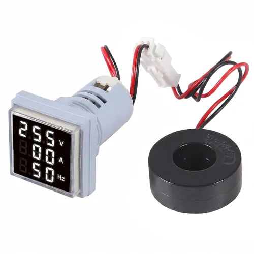 Miniatura 8 de Alinan 3 en 1 60-500V 0-100A AC Digital Amperímetro Voltímetro, Pantalla de tubo digital cuadrado de 0.866 in con transformador, Detector de voltaje