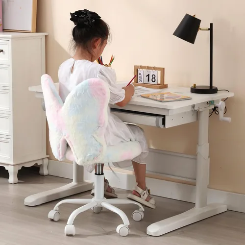Miniatura 2 de Sillas de escritorio con diseño de mariposa para niños, sillas de estudio para niñas estudiantes, sillas ajustables para computadora, silla