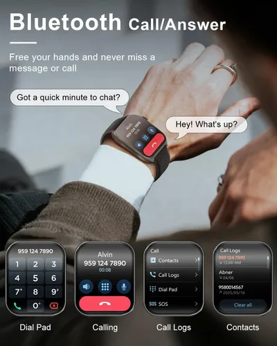 Miniatura 2 de BENIO Relojes inteligentes para hombre (respuesta/hacer llamadas), pantalla curva AMOLED de 2.04 pulgadas, reloj inteligente para hombre con monitor
