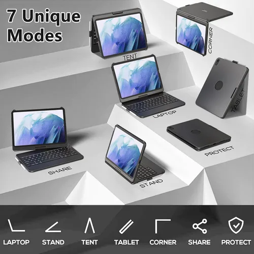 Miniatura 5 de TQQ Funda Touch para iPad (A16) de 11ª generación con teclado (11 pulgadas, 2025) y 10ª generación (10.9 pulgadas, 2022) – 360° giratorio, delgado