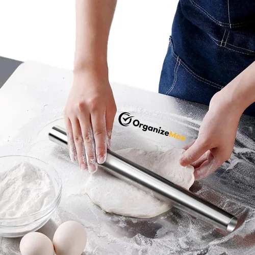 Miniatura 14 de OrganizeMee Tabla de cortar de acero inoxidable para cortar frutas para cocina, tabla de cortar para verduras, panes y carnes, resistente, seguro