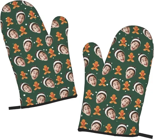 Miniatura 39 de Manoplas de horno personalizadas para Navidad, juego de guantes de horno personalizados y soportes para ollas con foto, divertidos regalos