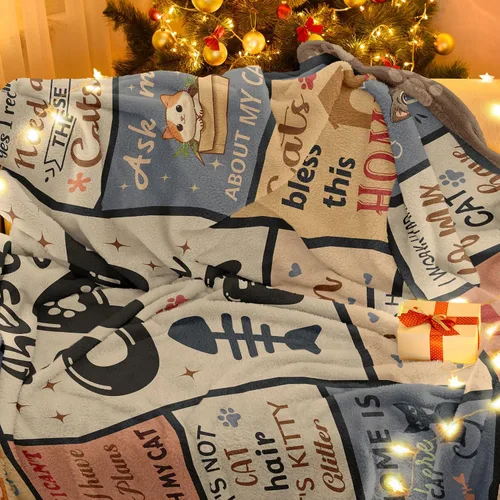 Miniatura 5 de Regalos de mamá de gato Henazin para mujeres, manta temática de gatos para mujeres de 60"X50", regalo para amantes de gatos para mujer/niña/dama