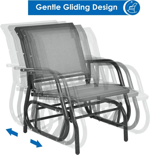 Miniatura 7 de Giantex Silla columpio con marco de metal de estudio, cómoda silla de patio para jardín, porche, patio trasero, piscina, mecedora para césped al Gris
