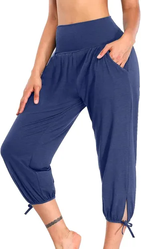 Miniatura 150 de Pantalones capri para mujer, estilo casual, de verano, elásticos, de cintura alta, pantalones de yoga, ajuste atlético, pantalones deportivos