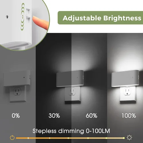 Miniatura 4 de L LOHAS LED - Luz nocturna LED, paquete de 2 luces nocturnas LED modernas enchufables en la pared con sensor de atardecer a amanecer, 0-100LM
