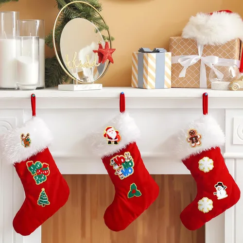 Miniatura 4 de 48 parches autoadhesivos para planchar, parches bordados de chenilla, parches para coser, apliques de Papá Noel, muñeco de nieve, pan de jengibre