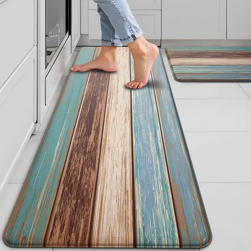 Miniatura 8 de MAYHMYO Alfombra de Cocina Anti Fatiga Tapete de Cocina Acolchado Negro Plantas Florales Lindas Alfombras de Cocina Vintage Antideslizantes