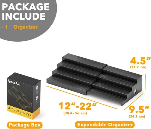 Miniatura 5 de SpaceAid Organizador de especias de bambú para gabinete, despensa de cocina, estante de almacenamiento de especias para organización de gabinetes