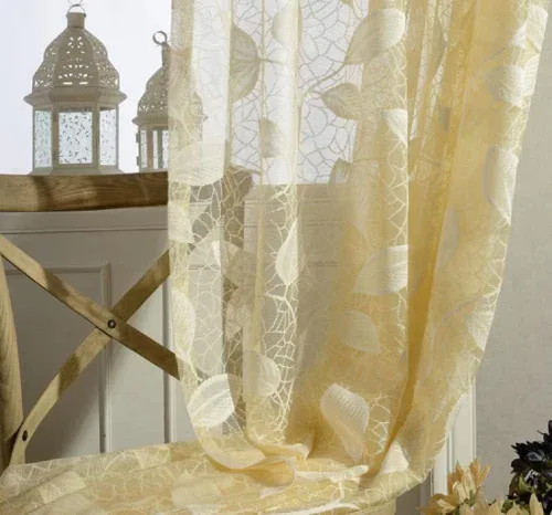 Gorgeous Luxury Sheer Curtains Rod Pocket Floral Pattern Jacquard Design Lace Window Treatments for Living Room Bedroom(1 Panel, W 54 x L 63 inch,
