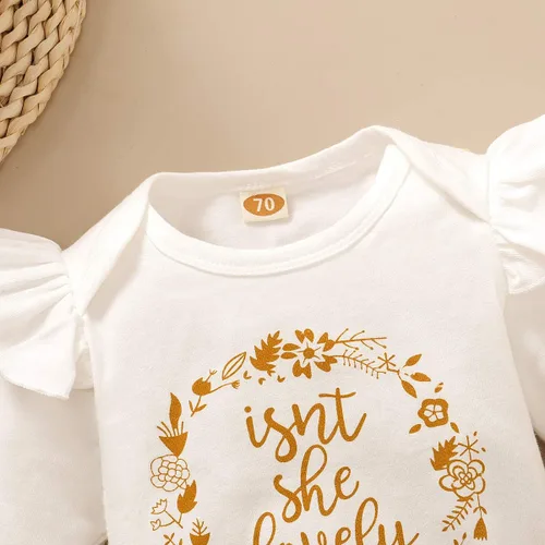 Miniatura 5 de Renotemy Conjunto de ropa para bebé recién nacido, mameluco con volantes y pantalones florales lindos para niñas pequeñas