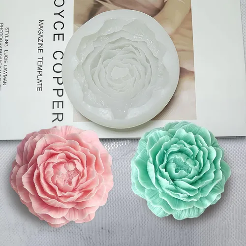 Miniatura 4 de 2 moldes de silicona para velas de flores de peonía y rosas para velas, jabón, resina y arcilla