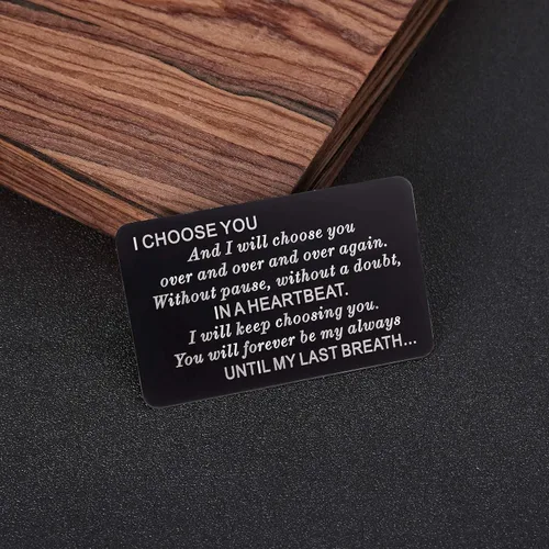 Miniatura 5 de Mini tarjetas de metal grabadas personalizadas para hombres, I Choose You, tarjetas especiales personalizadas para él, marido, novio, prometido