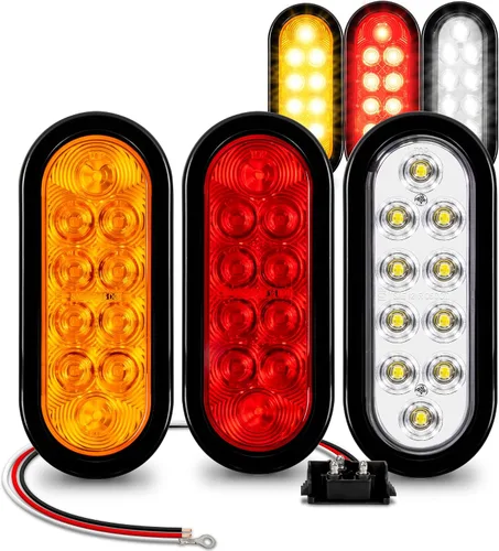 Miniatura 17 de Juego de luces traseras LED ovaladas para remolque de 6.0 in, 2 color ámbar y 2 color rojo 4 Rojo + 2 Blanco