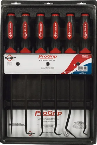 Miniatura 2 de Mayhew Tools 13095 ProGrip - Juego de 6 púas largas, acabado de óxido negro