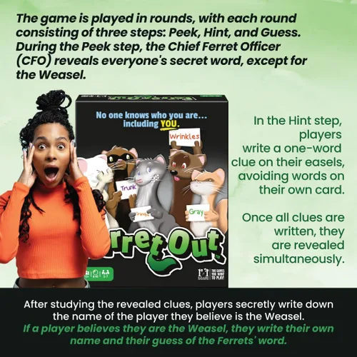 Miniatura 6 de R&R Games Hurón hacia fuera, juego de cartas familiar, ideal para adultos y niños a partir de 12 años, 3-7 jugadores