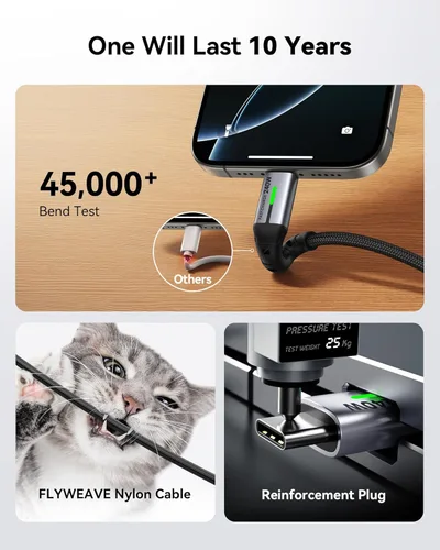 Miniatura 4 de INIU Cable USB C a USB C, cable de carga rápida tipo C de 240 W, cable de carga trenzado USBC para iPhone 17, 16 Pro Max, Samsung S26 S25, Negro