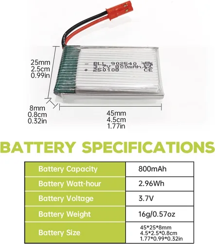 Miniatura 2 de 5 unidades 3.7 V 800 mAh batería de litio y 1 cargador de equilibrio 5 en 1 para MJX X400 X400W X800 X300C Sky Viper S670 V950HD V950str s1750 V2450