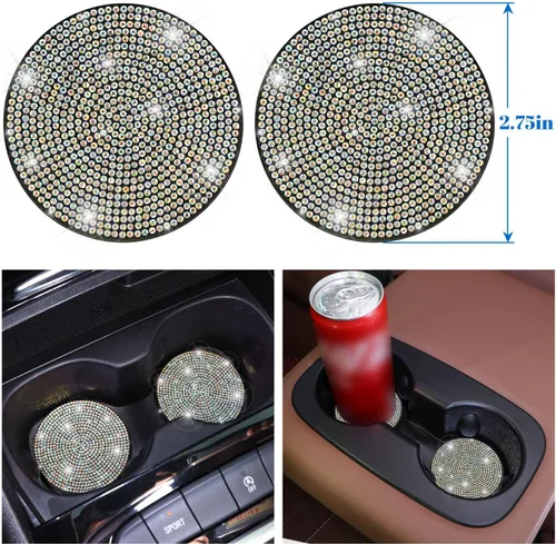 Miniatura 4 de ToBeQueen Juego de fundas para volante brillantes de 15 pulgadas, paquete de 7 piezas con accesorios de diamantes de imitación y cristales