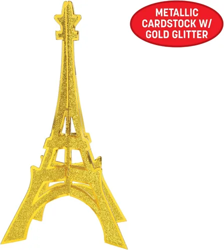 Miniatura 3 de Accesorio de fiesta de la Torre Eiffel 3D con purpurina (1 unidad) (1/paquete)