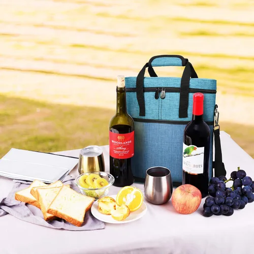 Miniatura 7 de Tirrinia Transportador de regalo de vino aislado – 3 botellas de viaje acolchada bolsa de viaje para vino con asa y correa ajustable para el hombro