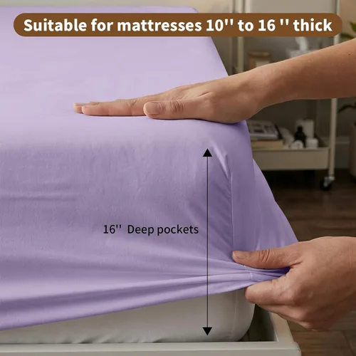 Miniatura 3 de HBHLFZ Sábana Bajera Ajustable Queen, Sábana Inferior Transpirable y Suave - Sábana Ajustable Queen Tamaño con Bolsillos Profundos de 60"x80