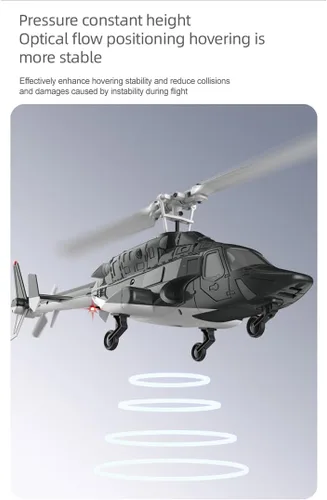 Miniatura 3 de Modelo de helicóptero RC, A61 escala 1/53 Air-Wolf 2.4G 4CH avión RC de un solo rotor con retención de altitud de flujo óptico