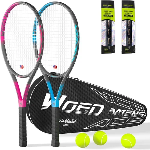 Miniatura 9 de Raqueta de tenis profesional para adultos, 2 jugadores de 27 pulgadas, raqueta de tenis de velocidad aceptable para principiantes y profesionales