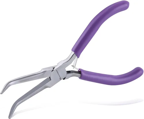 Miniatura 14 de SPEEDWOX Alicates de Punta de Aguja Doblada con Mandíbula Dentada Mini Alicates de Punta Larga Doblados Alicates Removedores de Aguja Herramientas