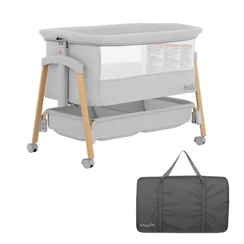 évolur Lullaby - Moisés portátil con ruedas, cama de noche ajustable, laterales de malla transpirable, cesta de almacenamiento grande, fácil de