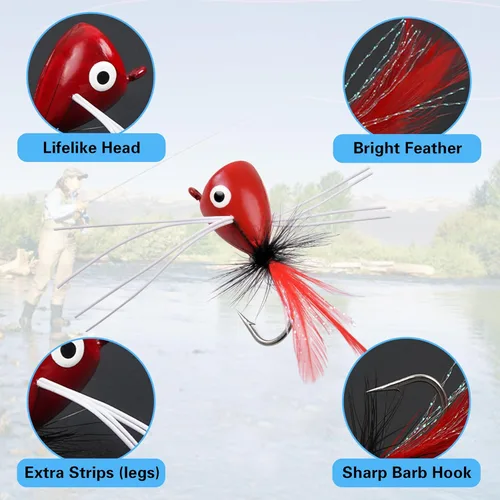 Miniatura 2 de OROOTL Kit de moscas para pesca con mosca, coloridos señuelos de pesca con mosca, flotadores de espuma, accesorios para trucha, panfish bluegill