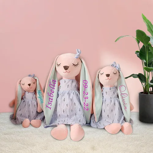 Miniatura 2 de Dyoart Conejo de Pascua personalizado con nombre, juguete de peluche bordado hecho a mano, regalo de Pascua personalizado para bebés y niñas