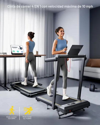 Miniatura 4 de TOPUTURE Walking Pad Treadmill with 12% Incline & Handle Bar, Treadmills for Home with Bluetooth Speaker, 4 in 1 Under Desk Treadmill Folding