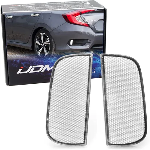 iJDMTOY Lentes de reflector de parachoques trasero transparentes compatibles con Honda Civic Sedan/Coupé 2016-21 10ª generación, ensamblaje LH RH