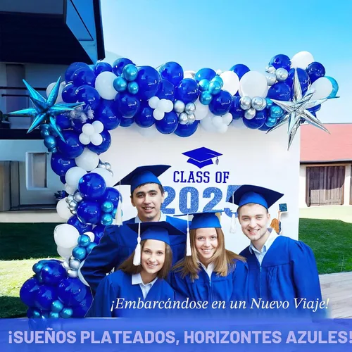 Miniatura 2 de Kit de arco de guirnalda de globos azul real, blanco y plateado, globos azules metálicos con globos de papel de aluminio en forma de explosión Azul